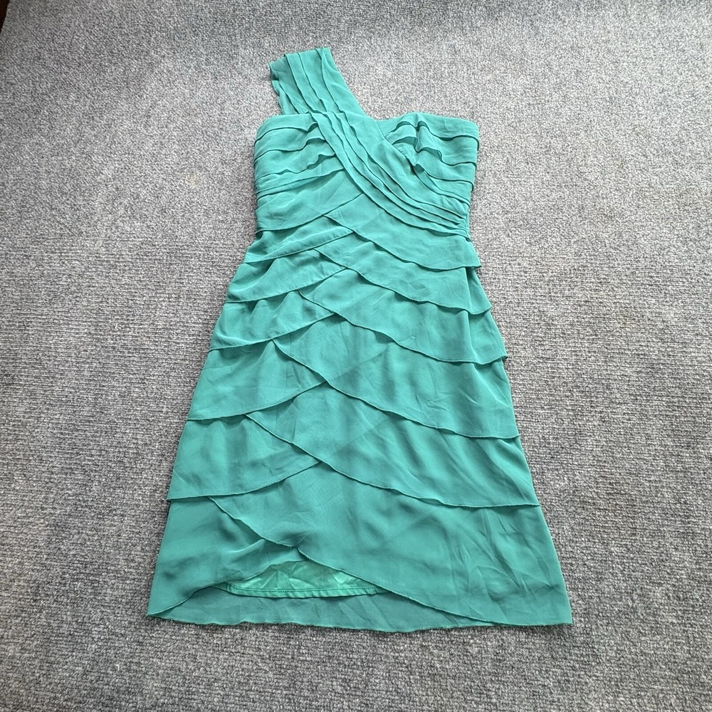 Max and Cleo Dress Womens‎ 4 Teal One Shoulder Layered Chiffon Cocktail Party